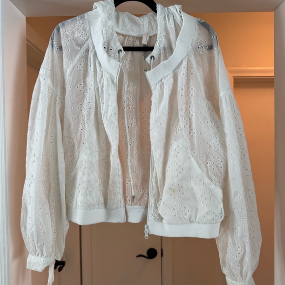 free people movement Jackets & Blazers - FP Movement by Free People White Eyelet Bomber Jacket